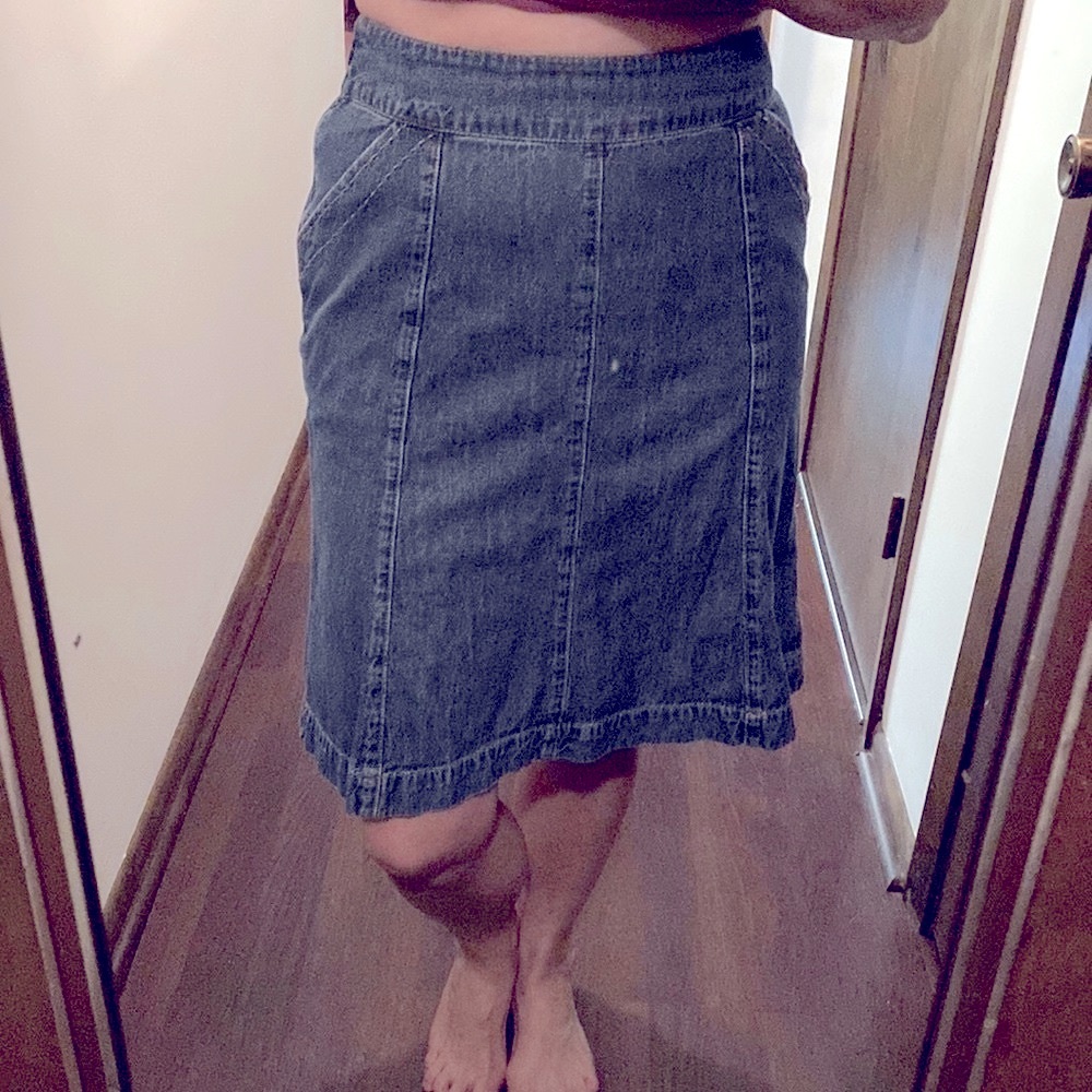 Boden Dark Denim A-Line Skirt